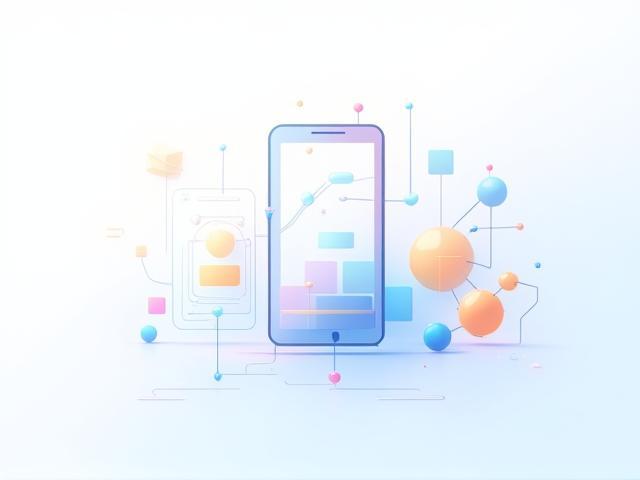 Graphic representing mobile gaming trends and innovation with abstract shapes